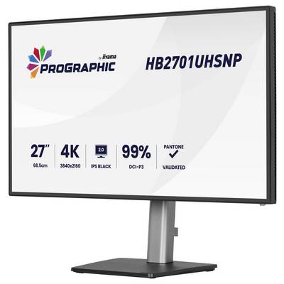 'Iiyama ProGraphic HB2701UHSNP monitor, 27-inch, 4K IPS Black display, 99% DCI-P3, Pantone gevalideerd.'