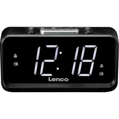 Digitale wekker met '12:18' op het display; zwarte behuizing met sluimer- en slaapknop bovenaan; merknaam onder het display.