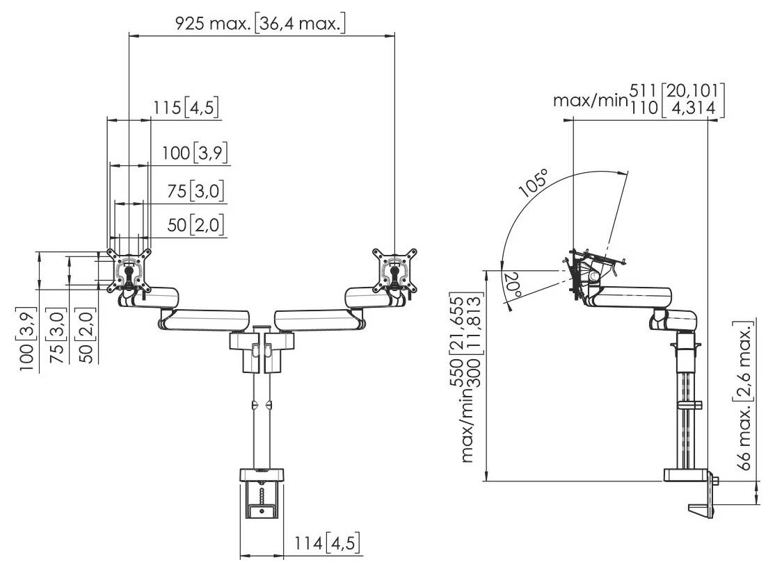 Vogel's MOMO 2237 Monitor-tafelbeugel Aantal monteerbare displays: 1 Display(s) 25,4 cm (10") - 86,4 cm (34") Wit In hoo-9