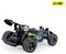 Een afstandsbediende auto met een sportief ontwerp gelabeld als 'Speed Buggy', uitgerust met grote banden en een achterspoiler. Onderschrift luidt '2.4 GHz'.