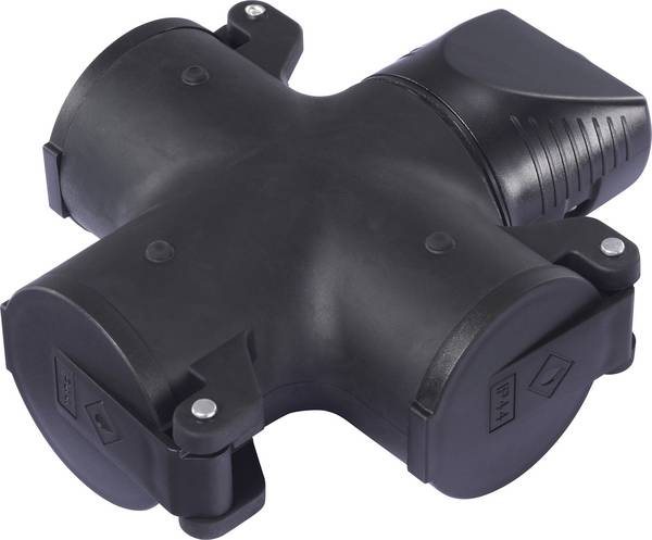 Sygonix SY-7110400 3-voudige koppeling TPE  230 V/AC Zwart IP44