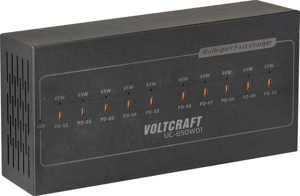 VOLTCRAFT UC-650W01 USB-laadstation 650 W USB PD Zwart Binnen USB Power Delivery (USB-PD)