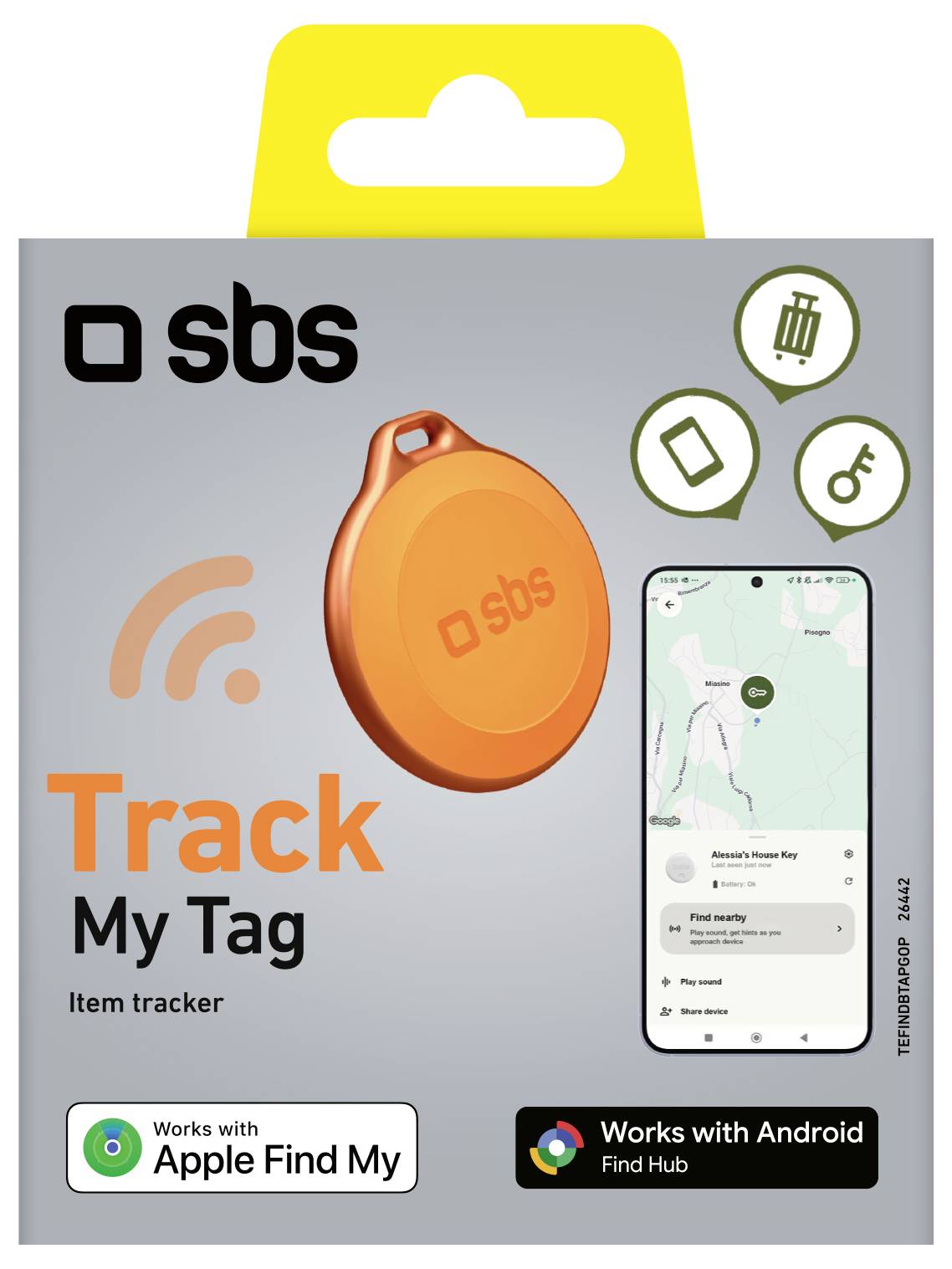 sbs mobile TEFINDBTAPGOP AirTag sleutelhanger Apple Find My Oranje-1