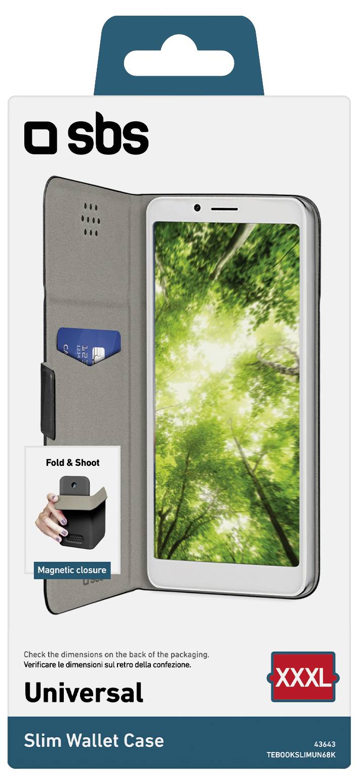 SBS Universal Book Slim case for Smartphone up to 68 - Black – Foto 2 von 2