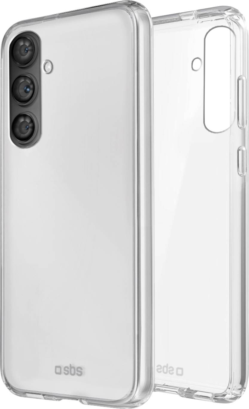 Een doorzichtige telefoonhoes voor een smartphone met drie achteraCamera's, die het ontwerp van het apparaat laat zien en bescherming biedt.
