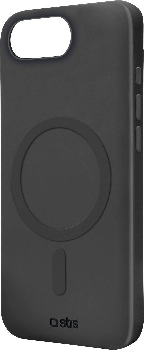 Doorzichtig hoesje voor telefoon weergegeven vanaf voor- en achterkant, met uitsnijdingen voor camera en knoppen. Branding 'sbs' zichtbaar aan de onderkant.