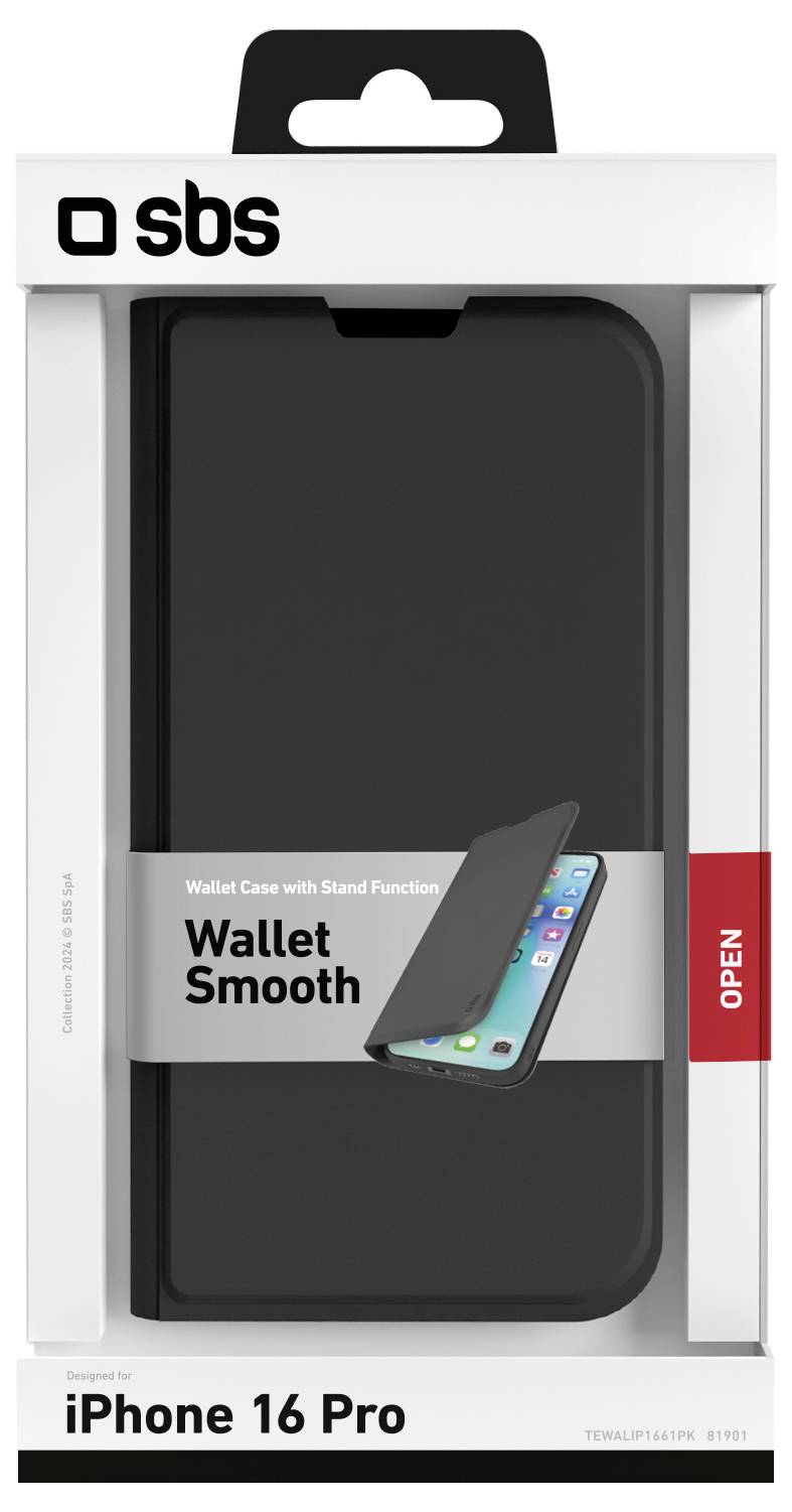 SBS Book-style case with stand support and soft touch surface for iPhone 16 Pro - Black – Foto 2 von 2