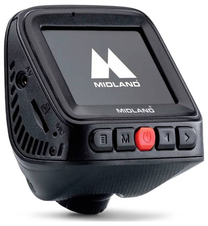 Een compacte dashboard camera uit de Midlands met een scherm en bedieningsknoppen, gebruikt voor het opnemen en monitoren van rijactiviteiten.