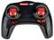 Zwarte afstandsbediening met rode accenten, twee joysticks, en 'Carrera RC' logo bovenaan.