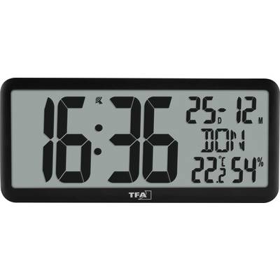 Digitaal klokdisplay met '16:36', datum '25-12' en temperatuur '22,2°C', luchtvochtigheid '54%'.
