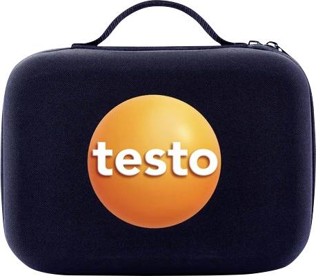 Zwarte ovale draagtas met 'testo' logo in het midden.