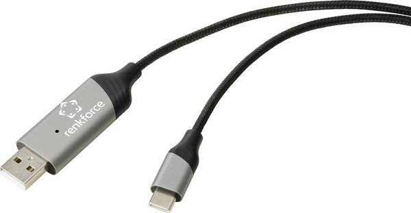 Renkforce RF-7116126 Data Link-kabel USB 2.0 USB-C stekker, USB-A stekker 2.00 m Zwart