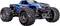 Een blauwe en zwarte afstandsbediende monstertruck met grote, robuuste banden en een strakke, agressieve uitstraling.