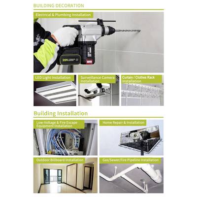 Worx Professional WU928 Accu-boorhamer, Haakse accuslijper, Accu-klopboormachine 20 V 5 Ah Li-ion Incl. 2 accu's, Incl. -18