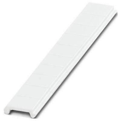 Een witte, rechthoekige kunststofstrip met kleine ribbelpatronen wordt getoond.