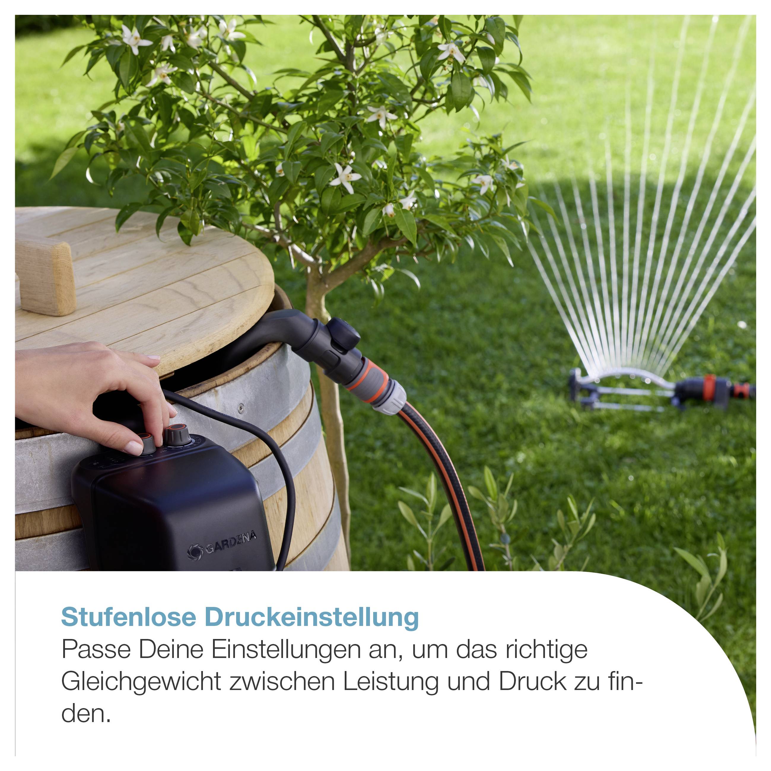 GARDENA Akku-Regenfasspumpe 2400 ComfortAutomatic 18V P4A solo Regenwatergebruiksysteem 2400 l/h 1.8 m-3