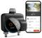 'Irrigatiesysteem-controller met dubbele uitgang' naast 'smartphone met app-interface voor het monitoren en plannen van waterbeurt voor planten'