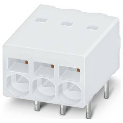 Een witte, rechthoekige, 4-polige elektronische connector met drie sleuven en metalen pinnen, waarschijnlijk gebruikt voor verbindingen op printplaten.