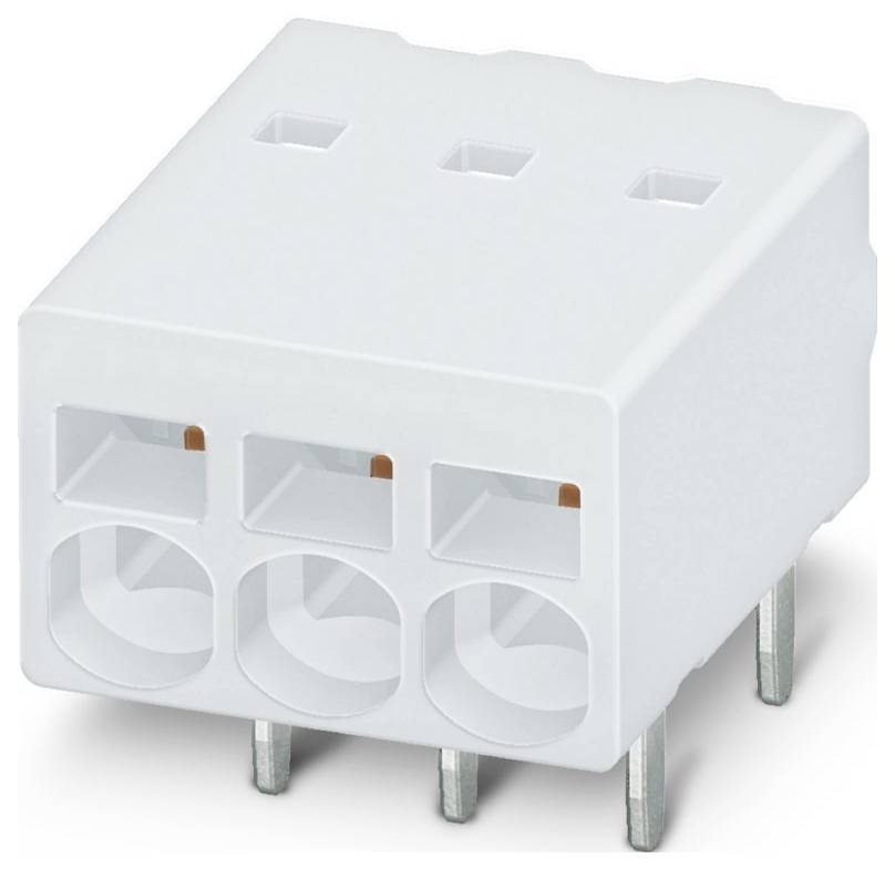 Groene rechthoekige elektronische connector met meerdere metalen pinnen voor printplaatassemblage.