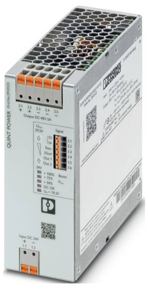 Phoenix Contact 2910123 DC/DC-converter 24 V/DC 48 V/DC 5 A 256 VA  Inhoud 1 stuk(s)
