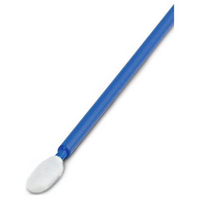 Een blauwe kunststof applicator met een wit schuimkopje, vaak gebruikt voor schoonmaak of het aanbrengen van stoffen bij nauwkeurige werkzaamheden.