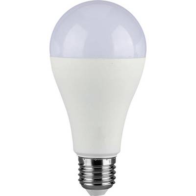Een LED-lamp met een witte voet en metalen schroefaansluiting, ontworpen voor efficiënt energieverbruik en langdurige verlichting.