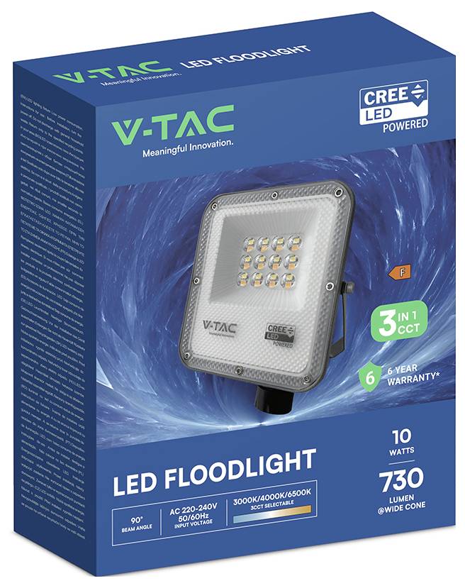 V-TAC VT-44014CCT 240726 LED-buitenschijnwerper Energielabel: F (A - G) 10 W Lichtkleur (naam): Warmwit tot koudwit-1
