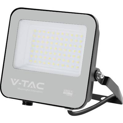 Ledstraler met 'V-TAC' branding, voorzien van talrijke kleine led-lampjes achter een transparant paneel, gemonteerd op een verstelbare beugel.