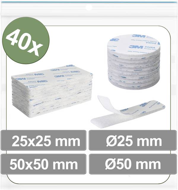 Quadrios 25CA685 Klittenband punten Om vast te plakken Haak- en lusdeel (Ø x l) 50 mm x 50 mm Wit 40 stuk(s)