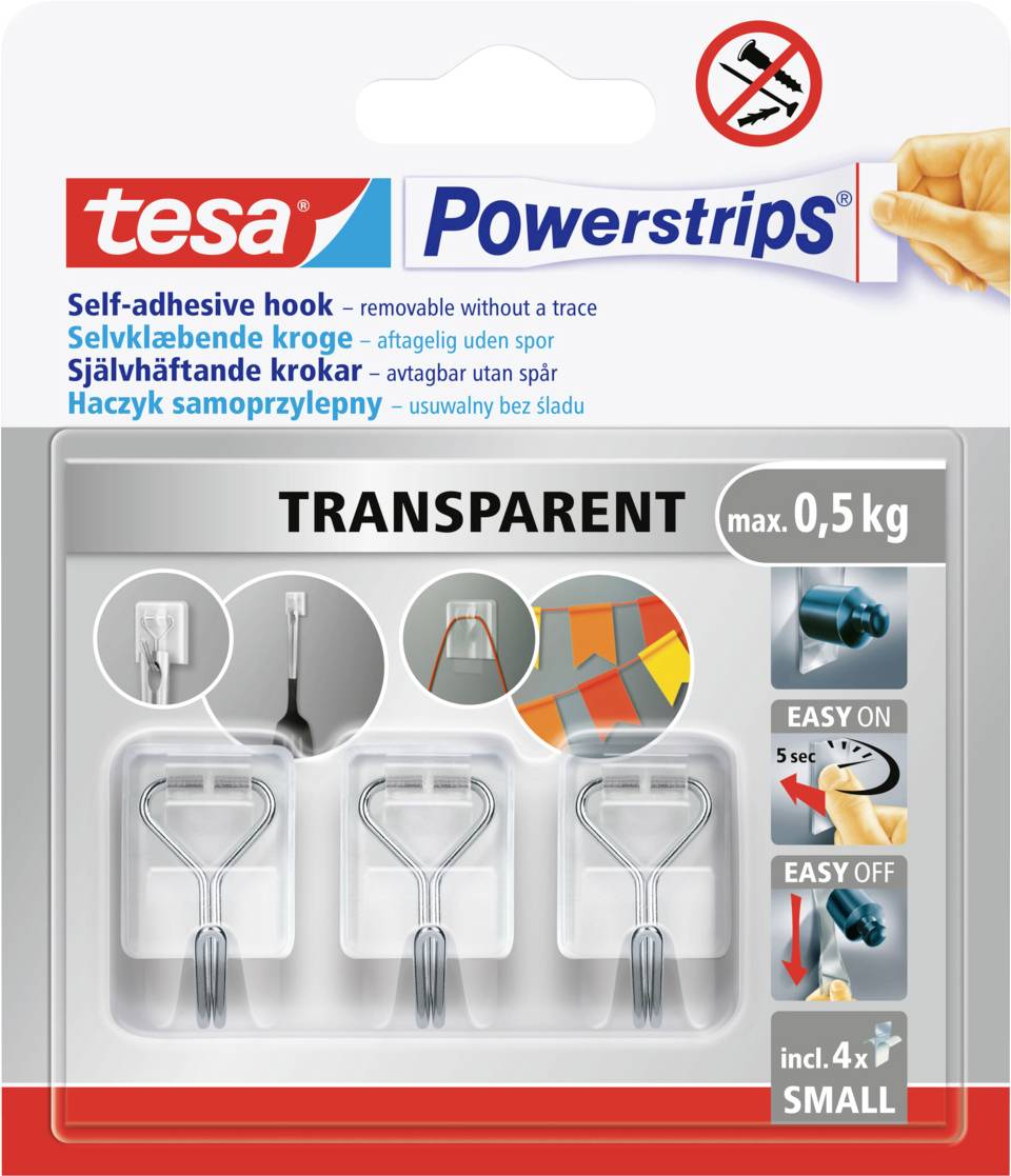 tesa tesa® Powerstrips® draad haken S transparant Inhoud: 1 stuk(s)-0