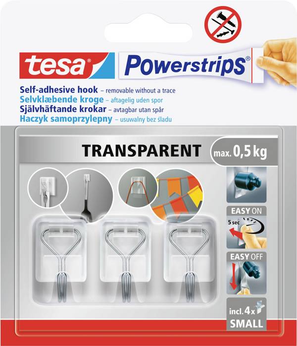 tesa  tesa® Powerstrips® draad haken S transparant   Inhoud: 1 stuk(s)