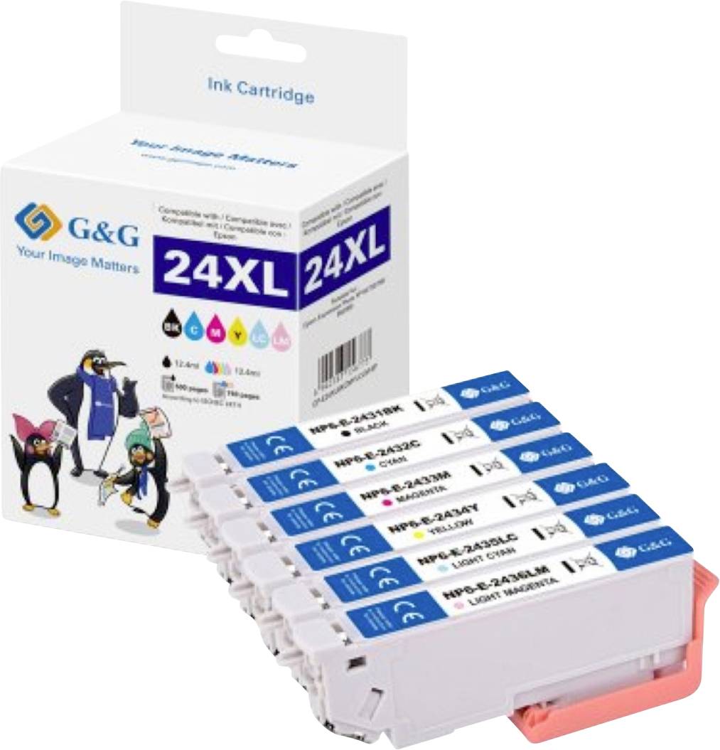 G&G Inktcartridge Compatibel Zwart, Cyaan, Magenta, Geel, Foto cyaan, Foto magenta NP5-E-2431-6 GP-E24XLBKCMYLCLM-6P