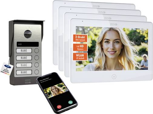 m-e modern-electronics ALL-V40S-M10W-IPS  2-draads overdracht voor Video-deurintercom 2-draads  RVS, Wit