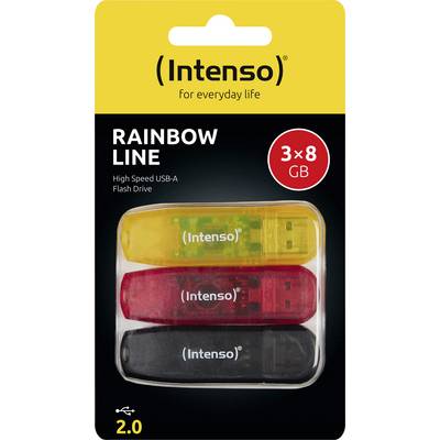 Intenso Rainbow Line USB-stick Retail 8 GB Zwart, Rood, Geel 3502463 USB-A 2.0-0