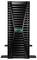 Een zwarte HPE ProLiant-servertower met verticale ventilatiespleten. Het model 'ML350 Gen10' is met een label aan de onderkant aangegeven.