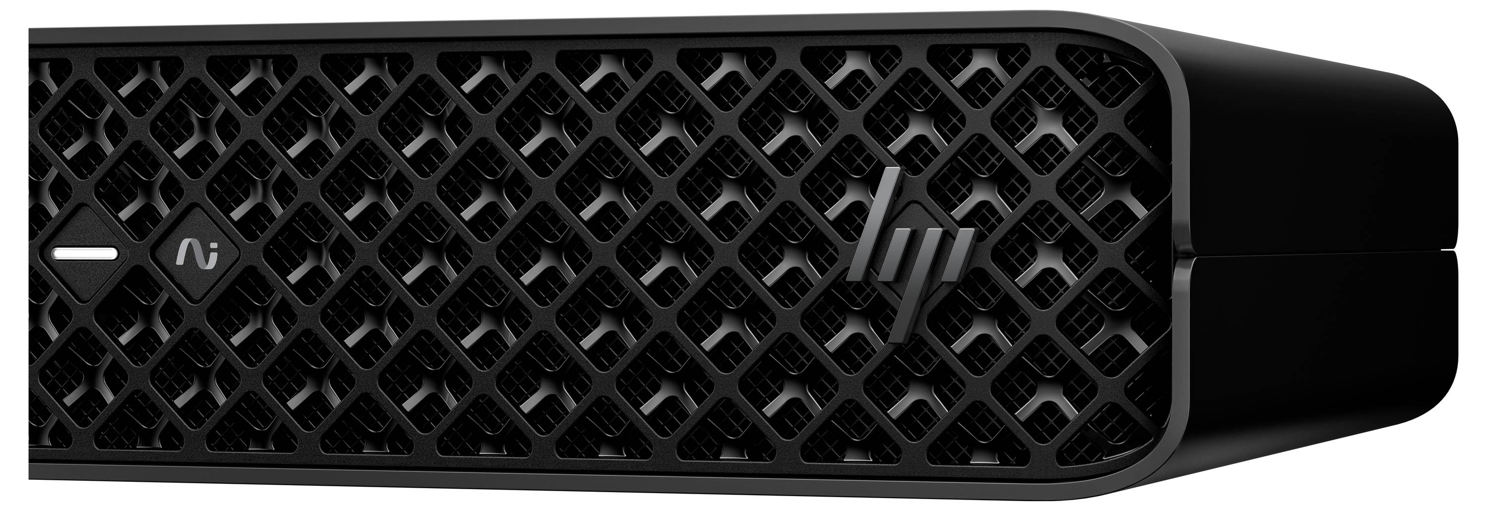 'Close-up van een zwart gestructureerd elektronisch apparaat met een diamantpatroon en merknaam-logo. Het heeft een compact ontwerp met een staafvormige indicator.'