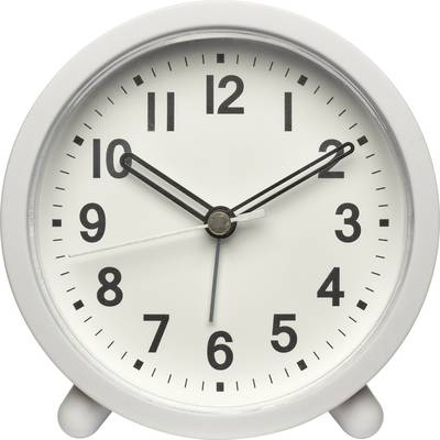 Een witte analoge klok die de tijd aangeeft als 10:11.