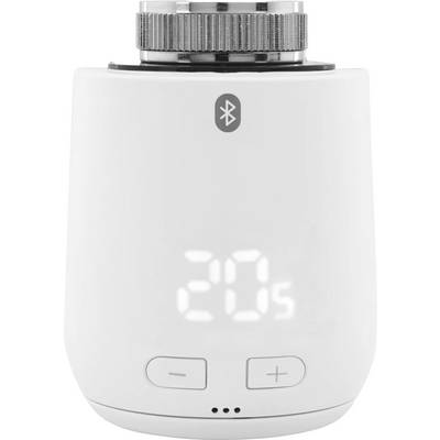 'Een wit elektronisch apparaat met een digitale timer die '20s' weergeeft, een Bluetooth-symbool, plus- en minknoppen, en een metalen bovenkant.'