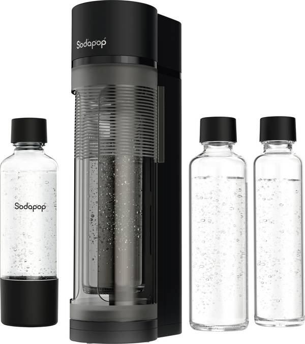 Sodapop Soda-maker Logan Mat zwart Incl. 2 glazen flessen, Incl. 1 PET-fles