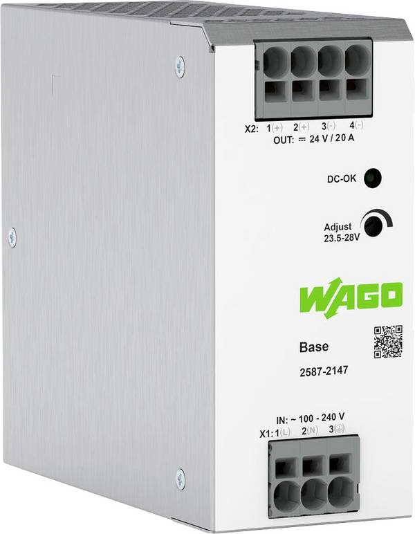 WAGO 2587-2147 DIN-rail netvoeding 24 V/DC 20 A 480 W Aantal uitgangen:1 x Inhoud 1 stuk(s)