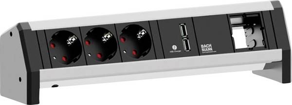 BACHMANN DESK 3x geaard stopcontact 1x USB lader 1x ABD GST18