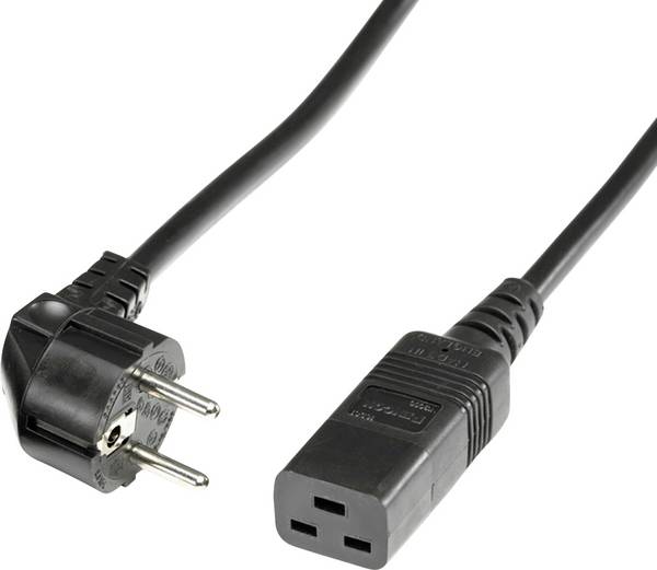 BACHMANN stroomkabel met aardingscontact - IEC320-C19 16A/250V, zwart, 0,5 m