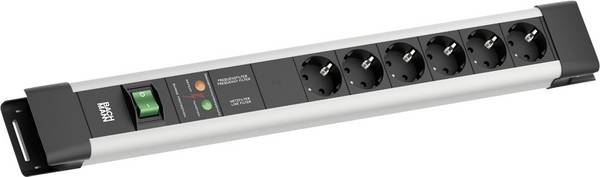 BACHMANN CONNECTUS 6xCEE7/3, 1xGVS 1xschakelaar 2,0 m CEE7/7 grijs