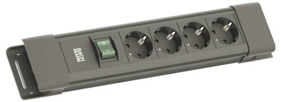 BACHMANN CONNECTUS 4xCEE7/3, 1xschakelaar 2,0 m CEE7/7 zwart-1