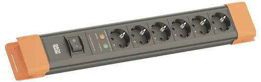BACHMANN CONNECTUS 6xCEE7/3, 1xSPD 1xschakelaar 2,0 m CEE7/7 Zwart/Oranje-1