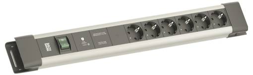 BACHMANN CONNECTUS 6xCEE7/3, 1xGVS-Plus 1xschakelaar 2,0 m CEE7/7 grijs-1