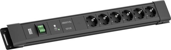 BACHMANN CONNECTUS 6xCEE7/3, 1xGVS-Plus 1xschakelaar 2,0 m CEE7/7 zwart