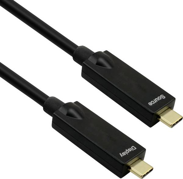 ROLINE USB 3.2 Gen 2-kabel, AOC, C-C, Male/Male, 10 Gbit/s, 4K60Hz, PD (Power Delivery) 60 W, zwart, 15 m
