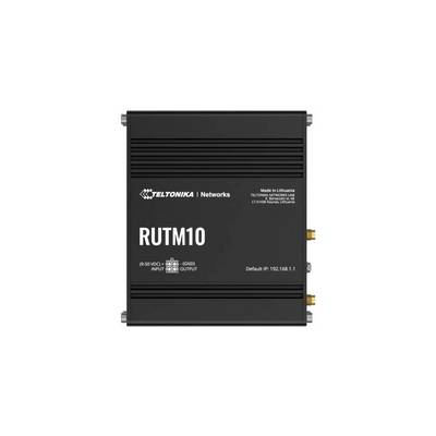Een zwart Teltonika TRB160 industrieel gateway-apparaat met Ethernet- en USB-poorten, gebruikt voor het verbinden van industriële apparatuur met netwerken.