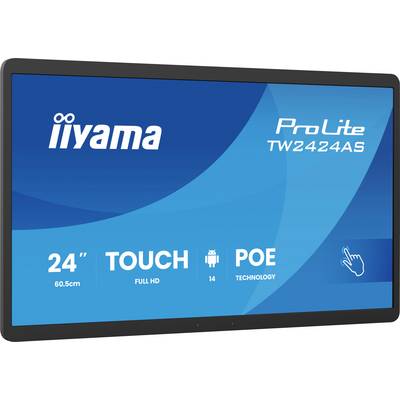 iiyama ProLite TW2424AS beeldscherm. Functies: 24-inch, aanraakfunctionaliteit, full HD, Android 14 en POE-technologie.